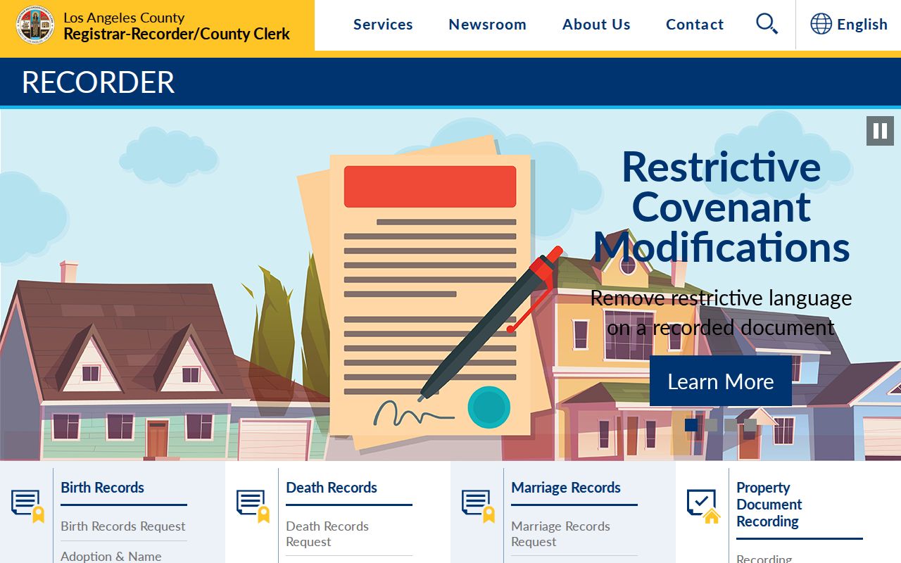 La Mirada residents directory Los Angeles County recorder services