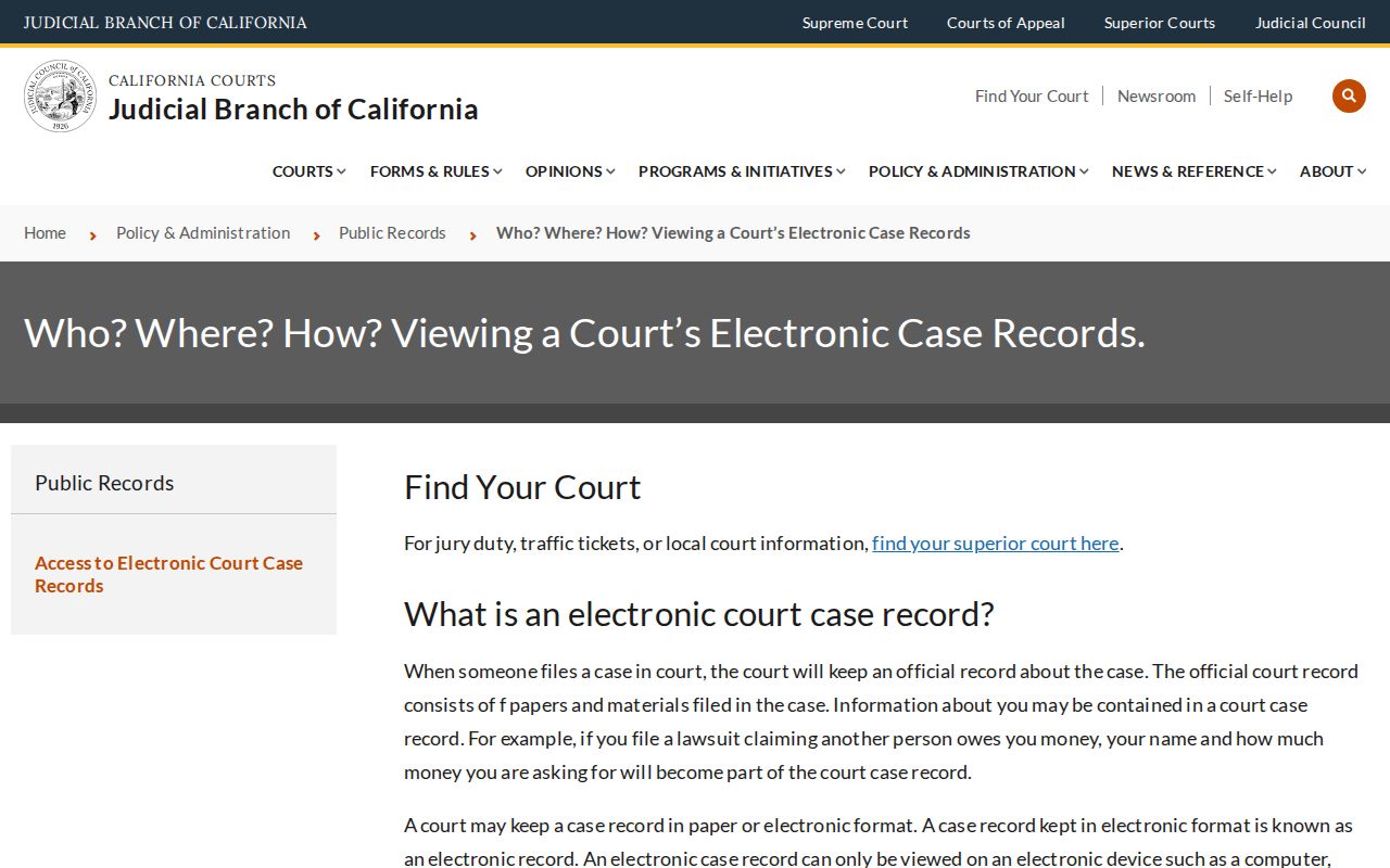 Electronic court access limits relevant to La Mirada previous residents