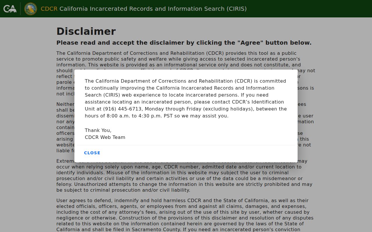 La Mirada resident lookup, California Department of Corrections incarcerated-person locator