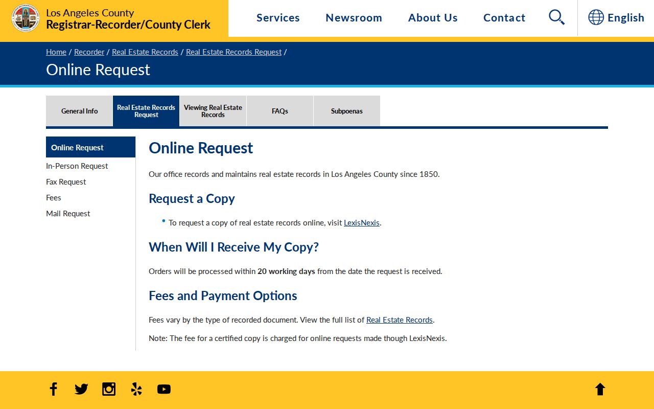 La Mirada street directory recorded document copy request